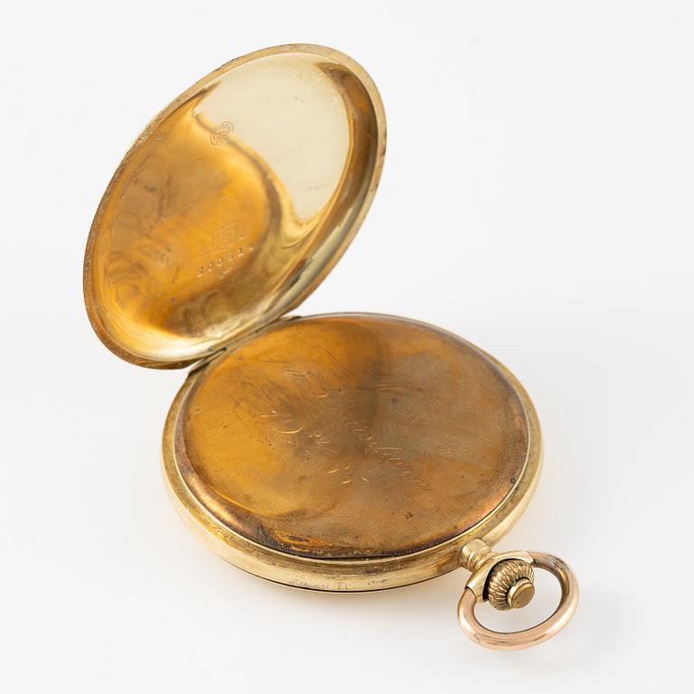 Pocket watch, 14K gold, hunter, 51 mm.