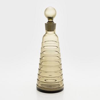 Aino Aalto, karaff och dricksglas, 8 st, "Bölgeblick" samt fat, Karhula Glasbruk 1930-tal.