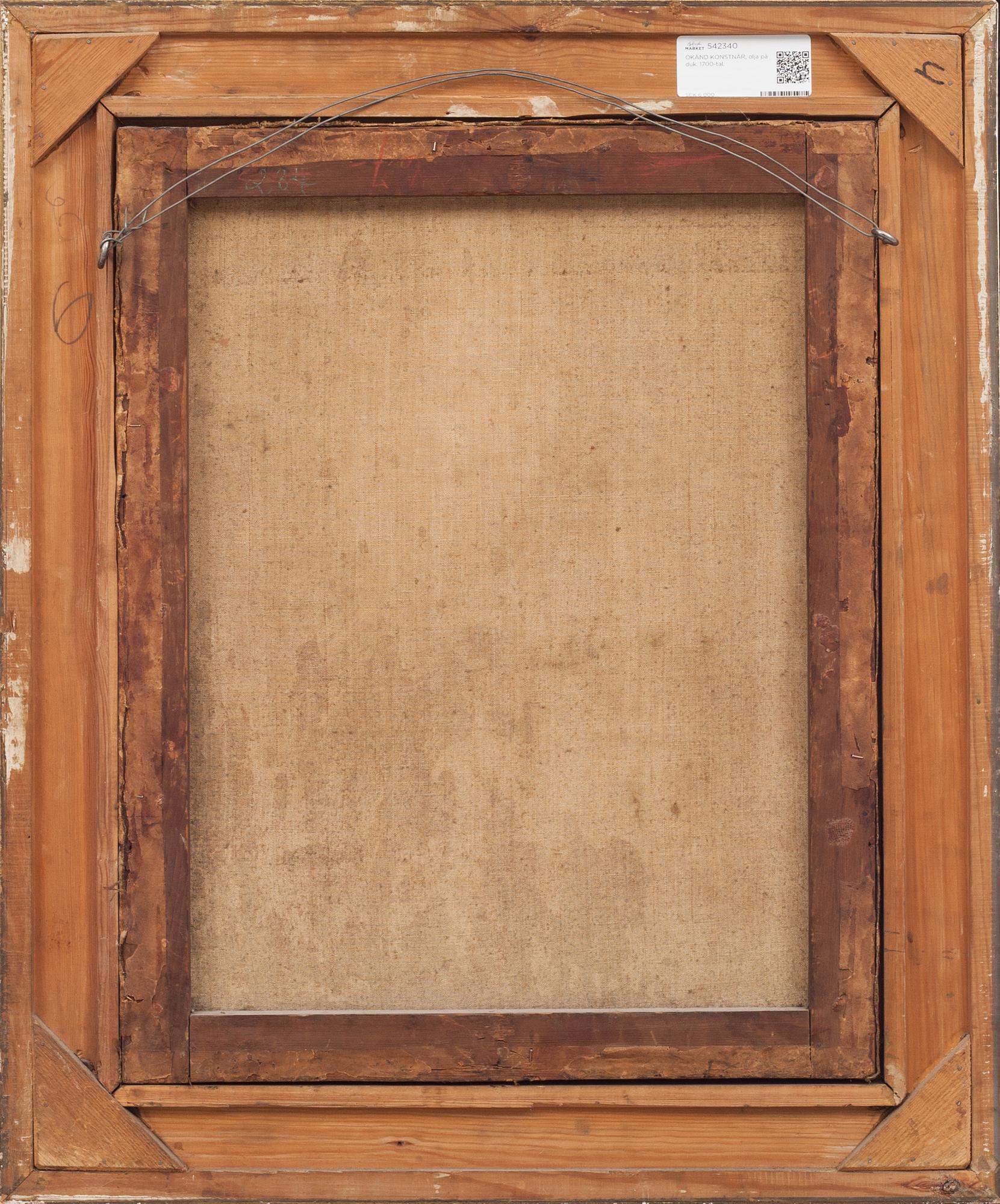 OKÄND KONSTNÄR, olja på duk. 1700-tal.