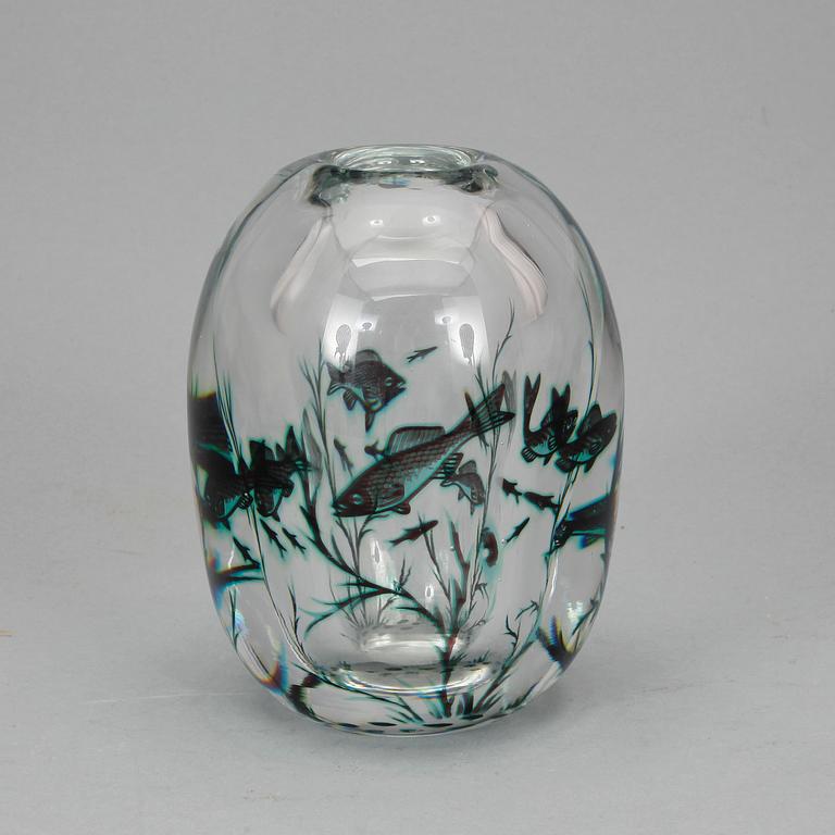 VAS, glas, fiskgraal, Edward Hald, Orrefors 1952.