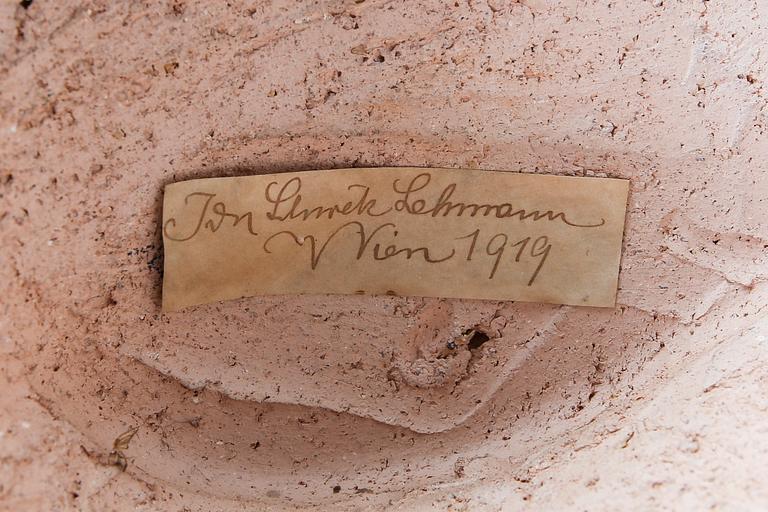 Ida Schwetz Lehmann, a ceramic sculpture, signed and and dated on label.