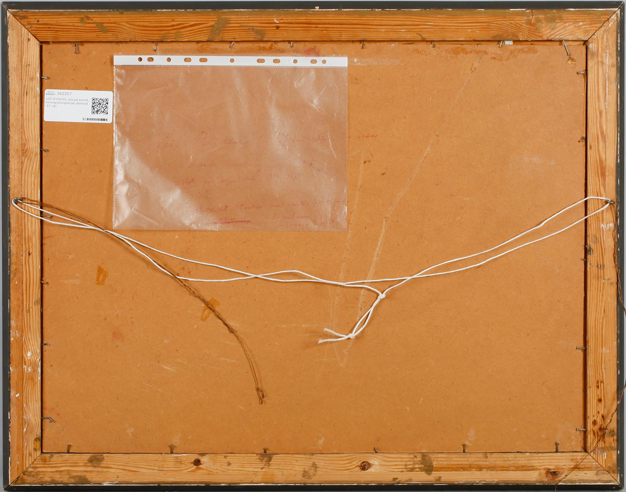 LEIF RYDENG, olja på pannå, monogramsignerad, daterad -37.