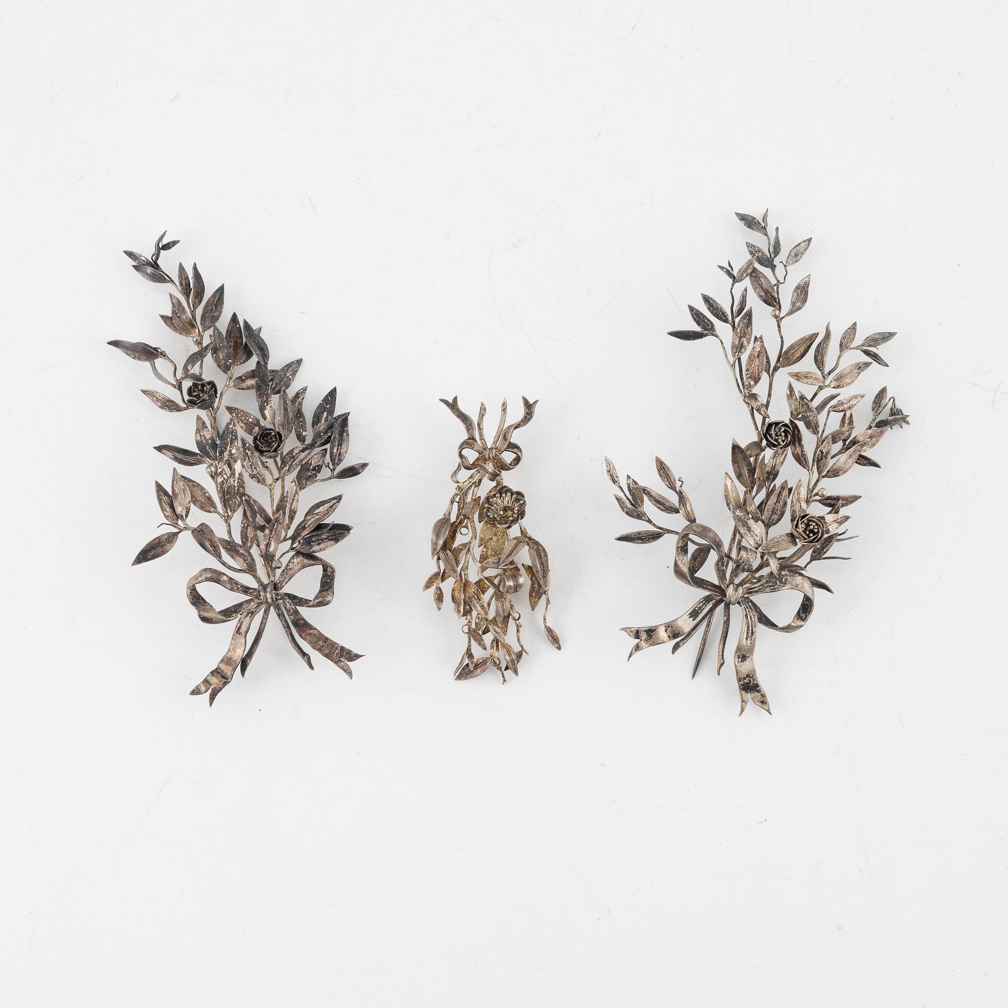 Silvergarnityr, 4 delar, omkring år 1900.