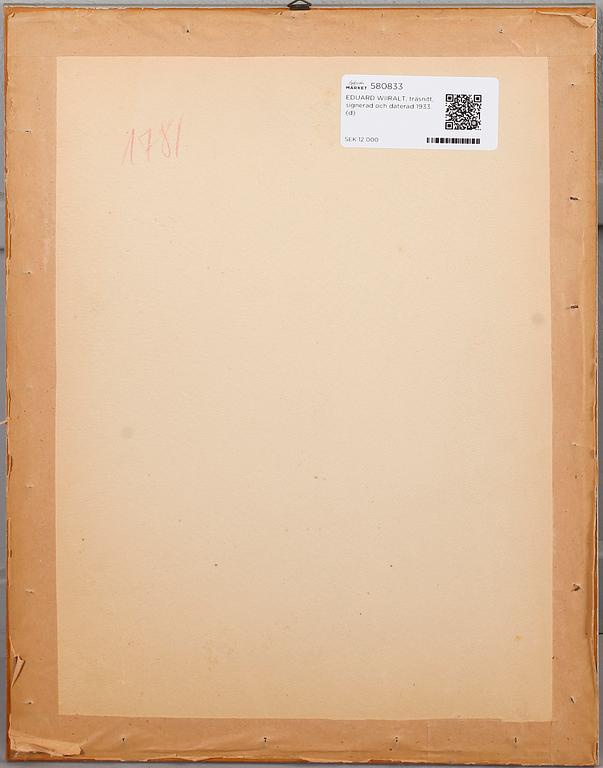 EDUARD WIIRALT, träsnitt, signerad och daterad 1933.