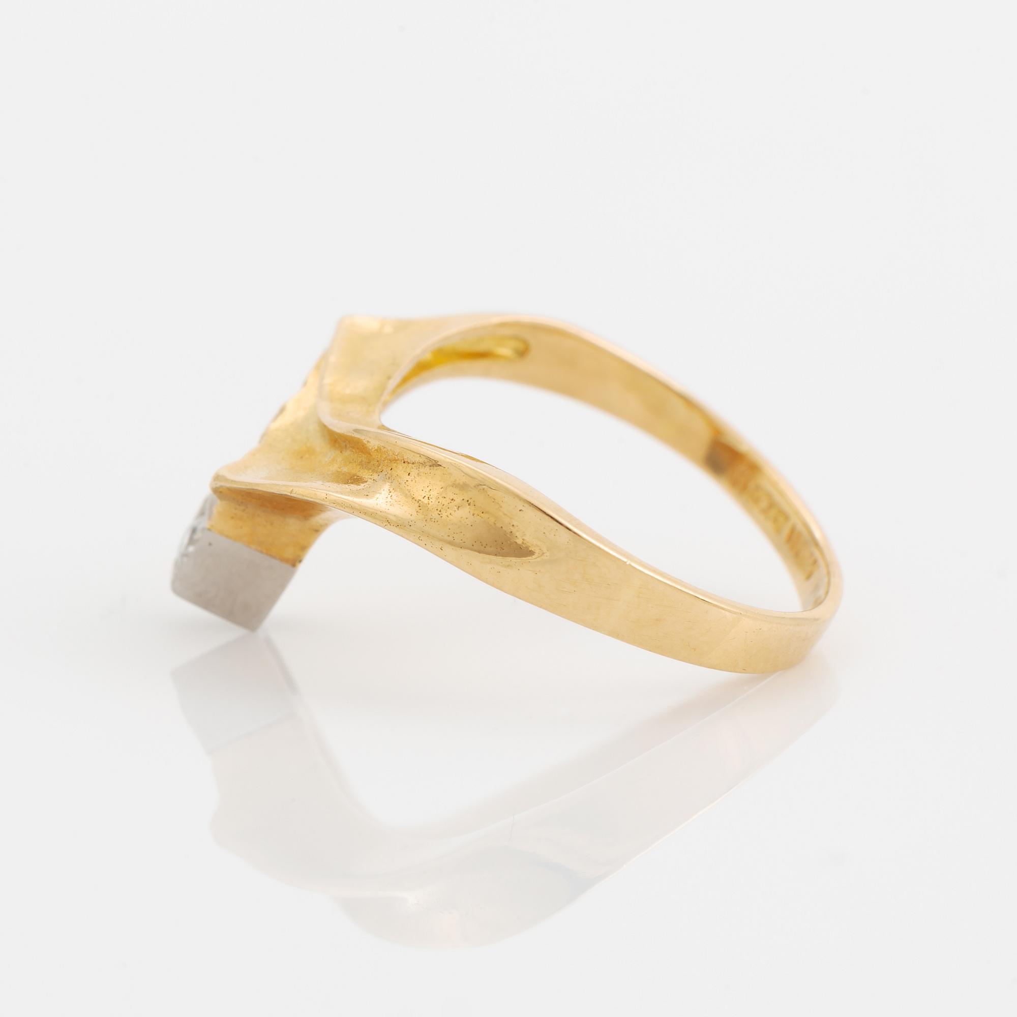 Björn Weckström, An 18K gold Lapponia ring DIamond promise" set with a round brilliant-cut diamond.