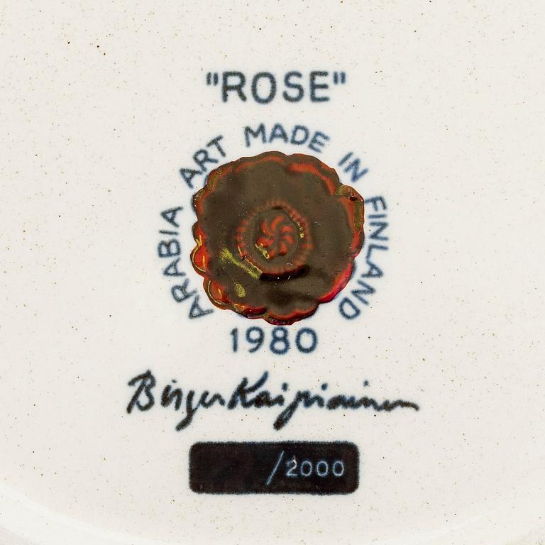 Birger Kaipiainen, fat, keramik, "Rose", märkt Arabia Art Made in Finland 1980, ej numrerad.