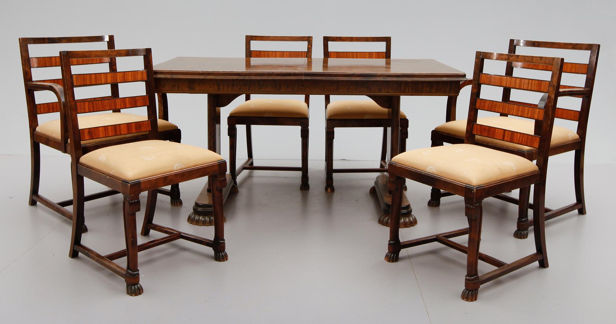 MATGRUPP, 8 delar, art déco, 1930-tal.