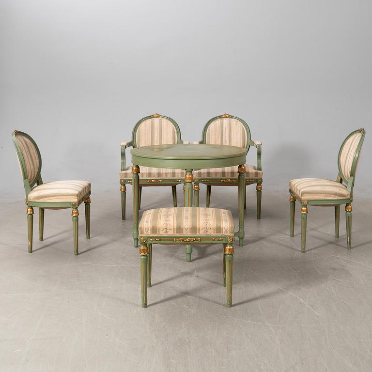 Salon group, 7 dlrs Gustavian style, first half of the 20th century.