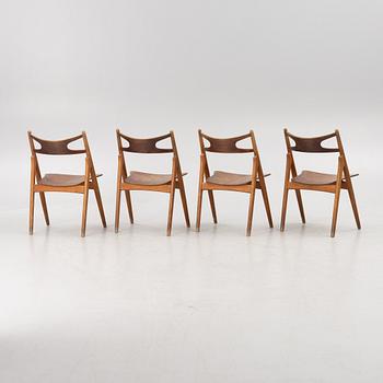 Hans J Wegner, four model CH 29 "The Savbuk Chair", Carl Hansen, 1960s.