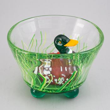 Ernst Billgren, skulptur, glas, "And i Vas", Kosta Boda, numrerad 15/30, signerad.