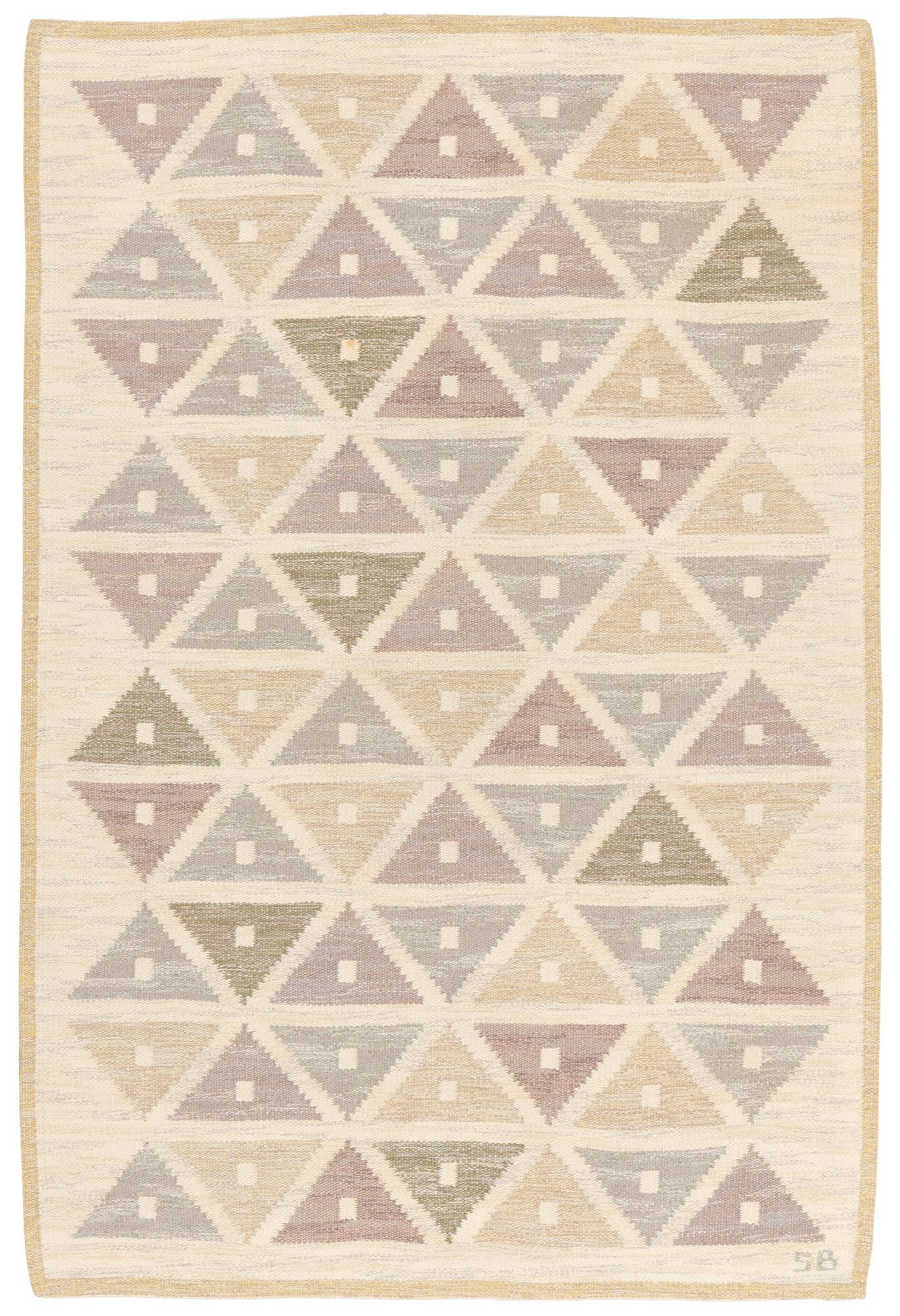 Sigvard Bernadotte, matta, "Harlequin", rölakan, ca 240 x 161,5 cm, signerad SB.
