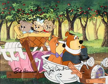 Two film cells by William "Bill" Hanna and Joseph Barbera,  Hanna-Barbera, Original Handpainted Priduktion Cel, signed.