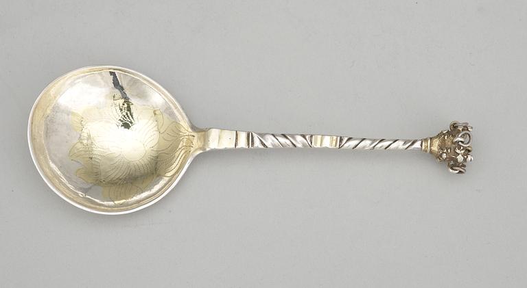 A Swedish 18th century parcel-gilt spoon, makers mark of Christoffer Bauman, Hudiksvall 1789.