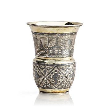 369. A Russian silver-gilt niello beaker, Moscow 1837. Unidentified maker. Assay master Nikolaj Bubrovin.