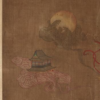 RULLMÅLNING, Song-stil, föreställande elva-hövdad Avalokitehsvara, Qingdynastin, 1800-tal.