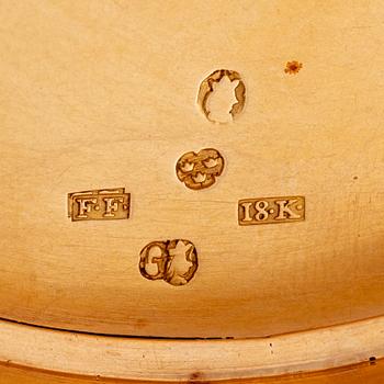 A Swedish probably 18th century gold-box en trois couleurs 18K, mark of Friedrich Fyrwald, (active 1786-1813) Stockholm.