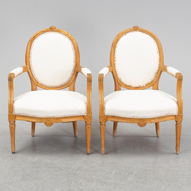 A pair of Gustavian armchairs, late 18th century.