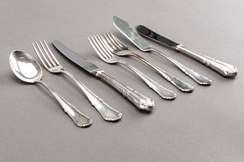 BESTICKUPPSÄTTNING, silver samt nysilver, 56+36 delar, modell "Rådhus", WN, Lidköping 1900-talets mitt.