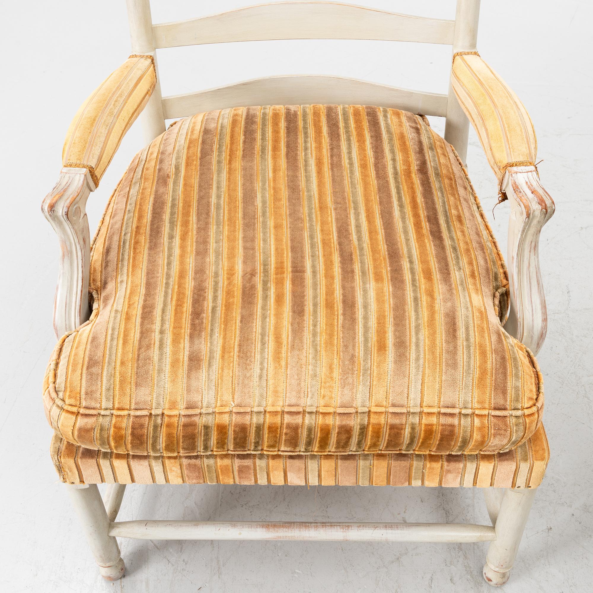 Armchairs, a pair, 'Gripsholm Armchair no. 53', SO Larsson Stilmöbler, second half of the 20th century.