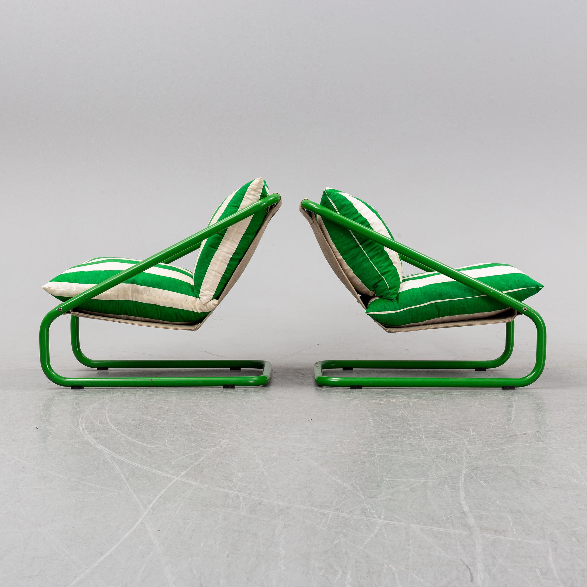A pair of 'Gogo' easy chairs by Charlotte Rude & hjördis Olsson-Une, IKEA, model launched 1981.