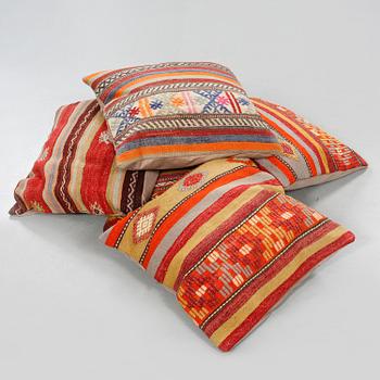 Six kilim cushions, ca 60 x 60 cm.
