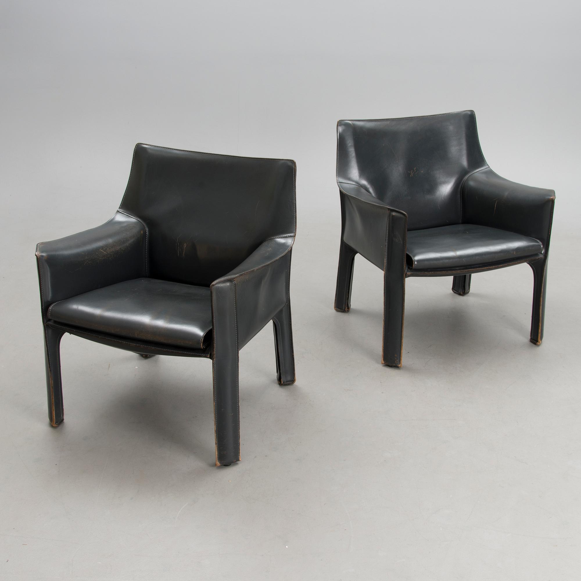 A pair late 20th century '414 Cab' chairs by Cassina, Italy.
