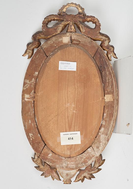 A pair of late Gustavian late 18th century one-light girandole mirrors.