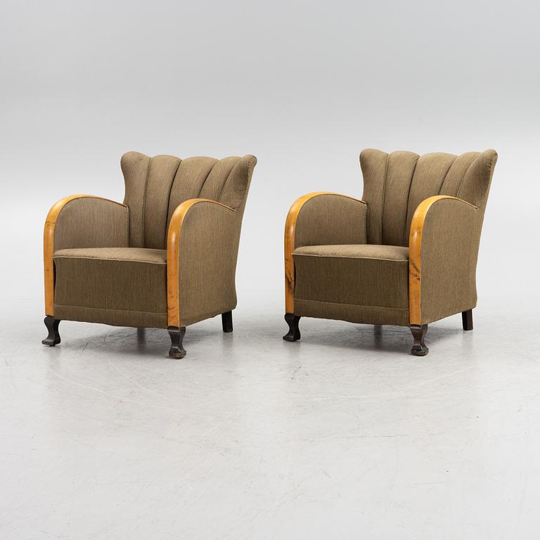 A pair of armchairs, 1930's.