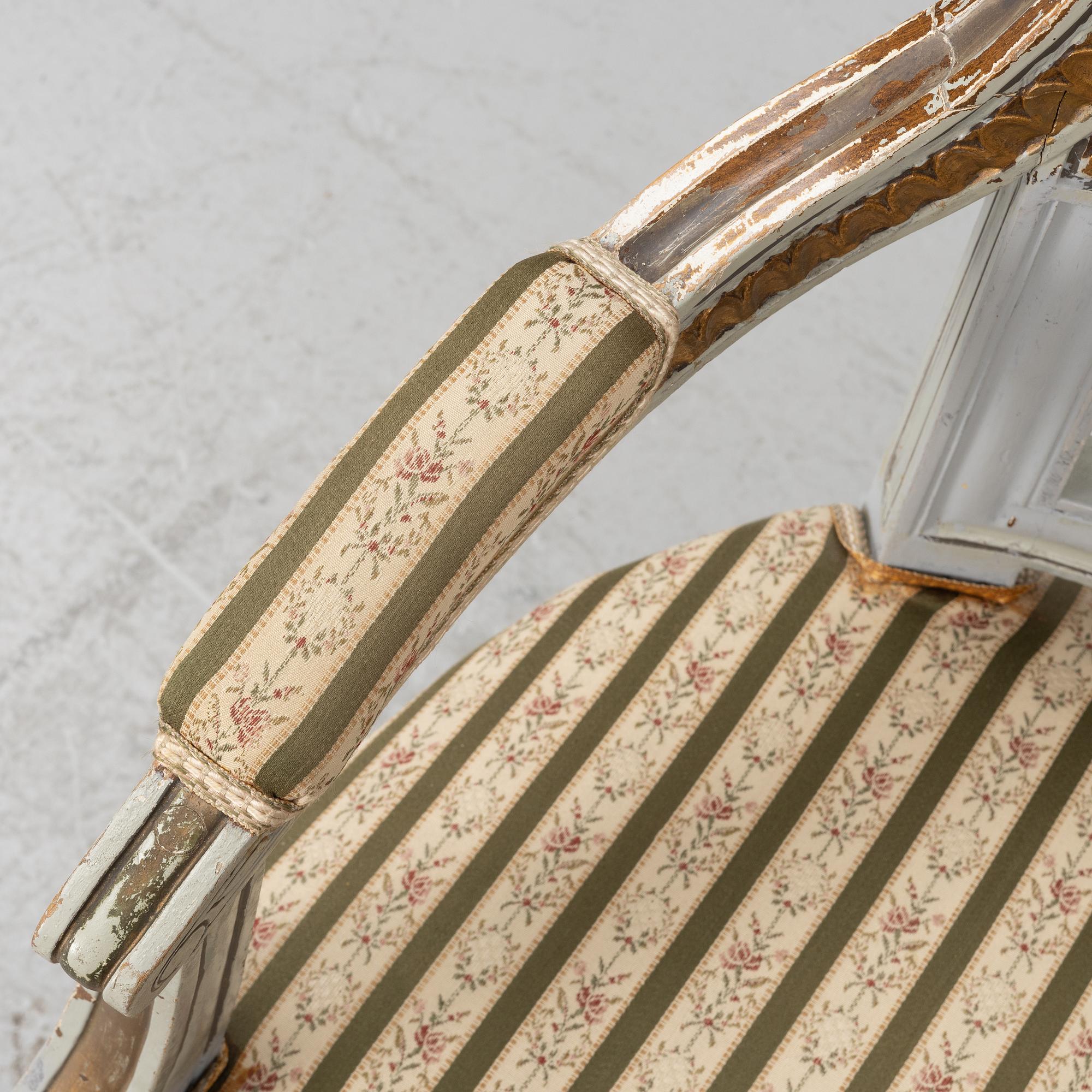 A pair of Gustavian style armchairs, 19th Century.