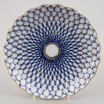 A 39-piece 'Cobalt Net' porcelain coffe service, Lomonosov, Soviet Union.