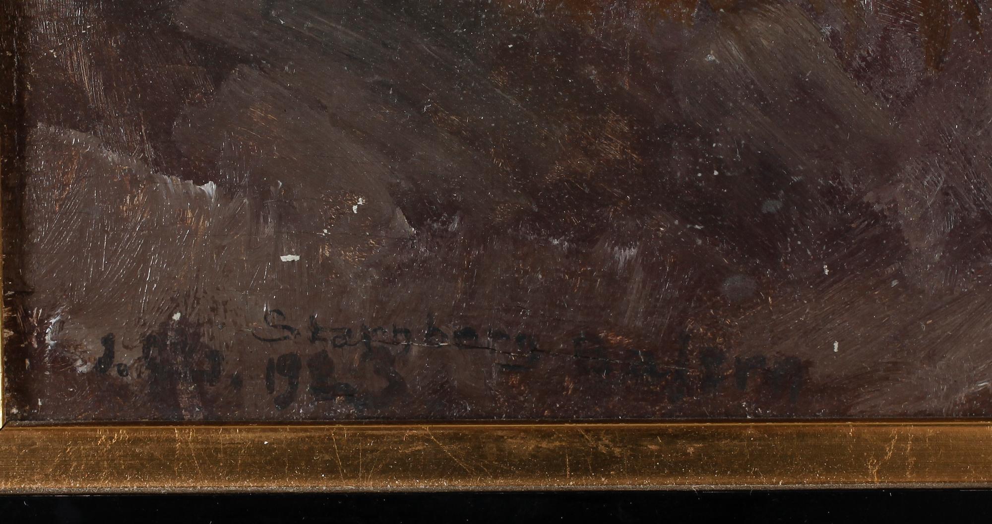 OIDENTIFIERAD KONSTNÄR, olja på pannå, otydligt signerad och daterad 1923.