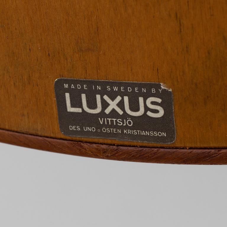 A teak table mirror by Uno and Östen Kristiansson for Luxus, Vittsjö.