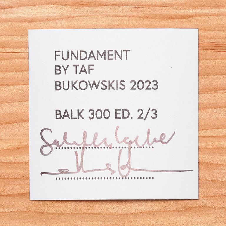 TAF, Gabriella Lenke & Mattias Ståhlbom, "Balk 300", pedestal, ed. 2/3, 2023.