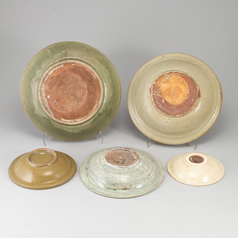 A group of five ceramic dishes, Southeast asia, 20th century.