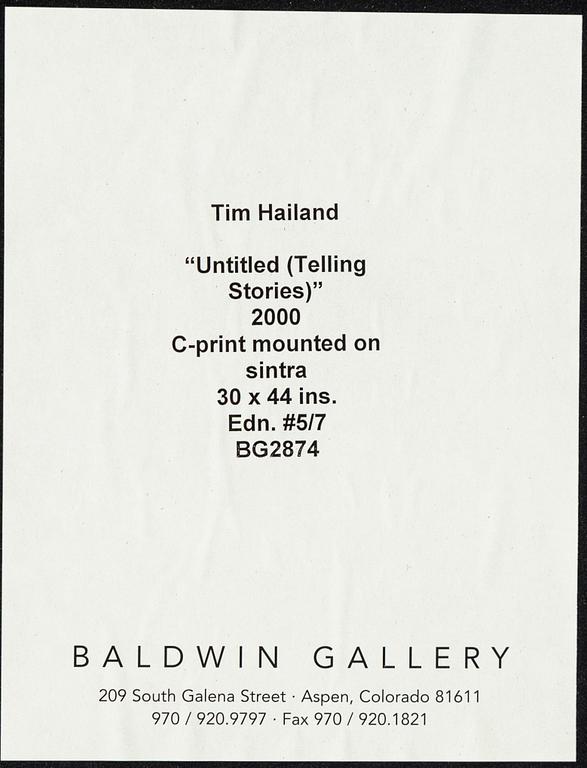 TIM HAILAND, c-print mounted on sintra, 2000, numbered 5/7.