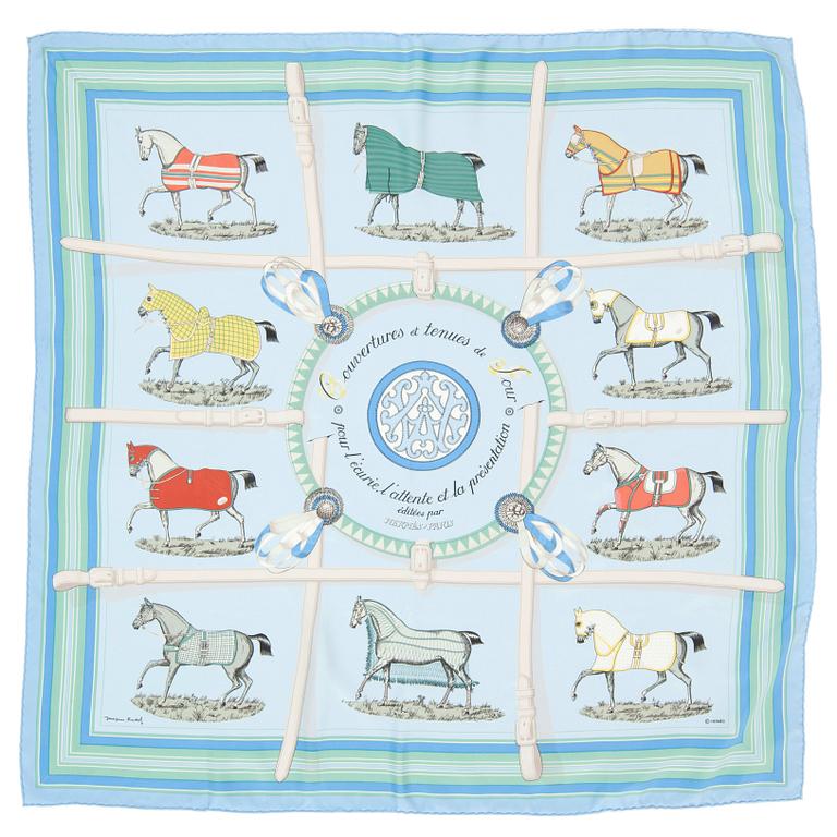 HERMÈS, a silk scarf, "Couvertures et Tenues de Jour".