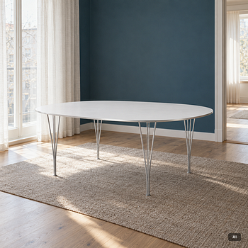 Bruno Mathsson, & Piet Hein, a dining table, 'Superellipse', Fritz Hansen, Denmark, 1996.