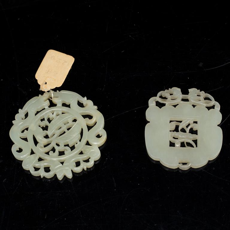 A group of three nephrite placques, China, 20th Century.