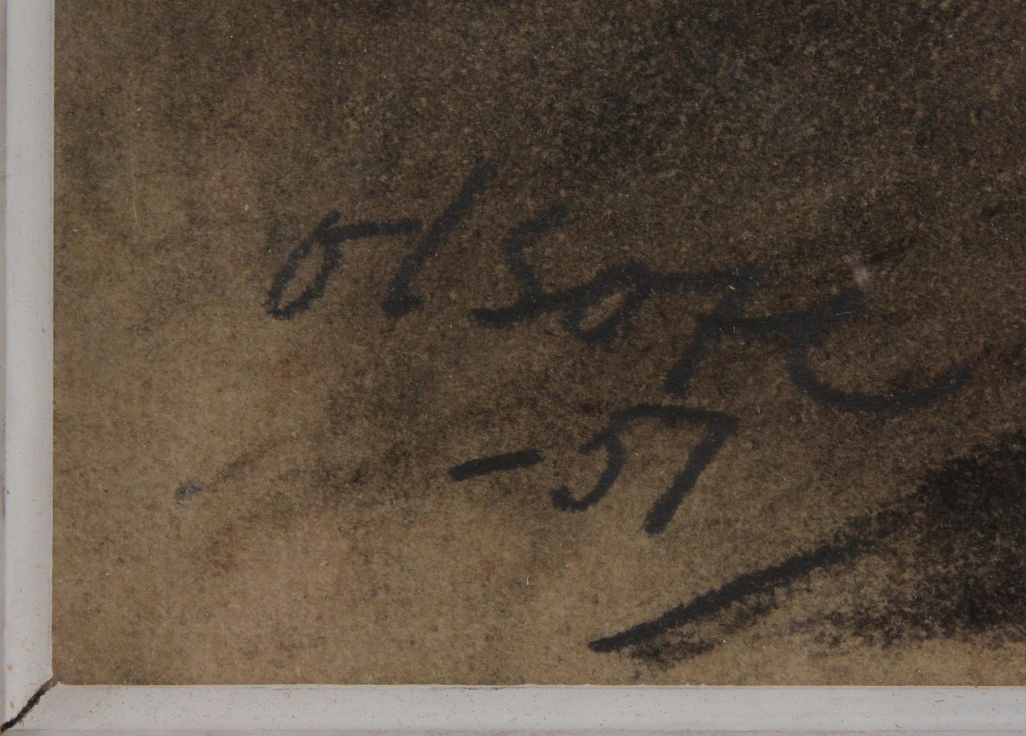 OVE OLSON, teckning, sign.
