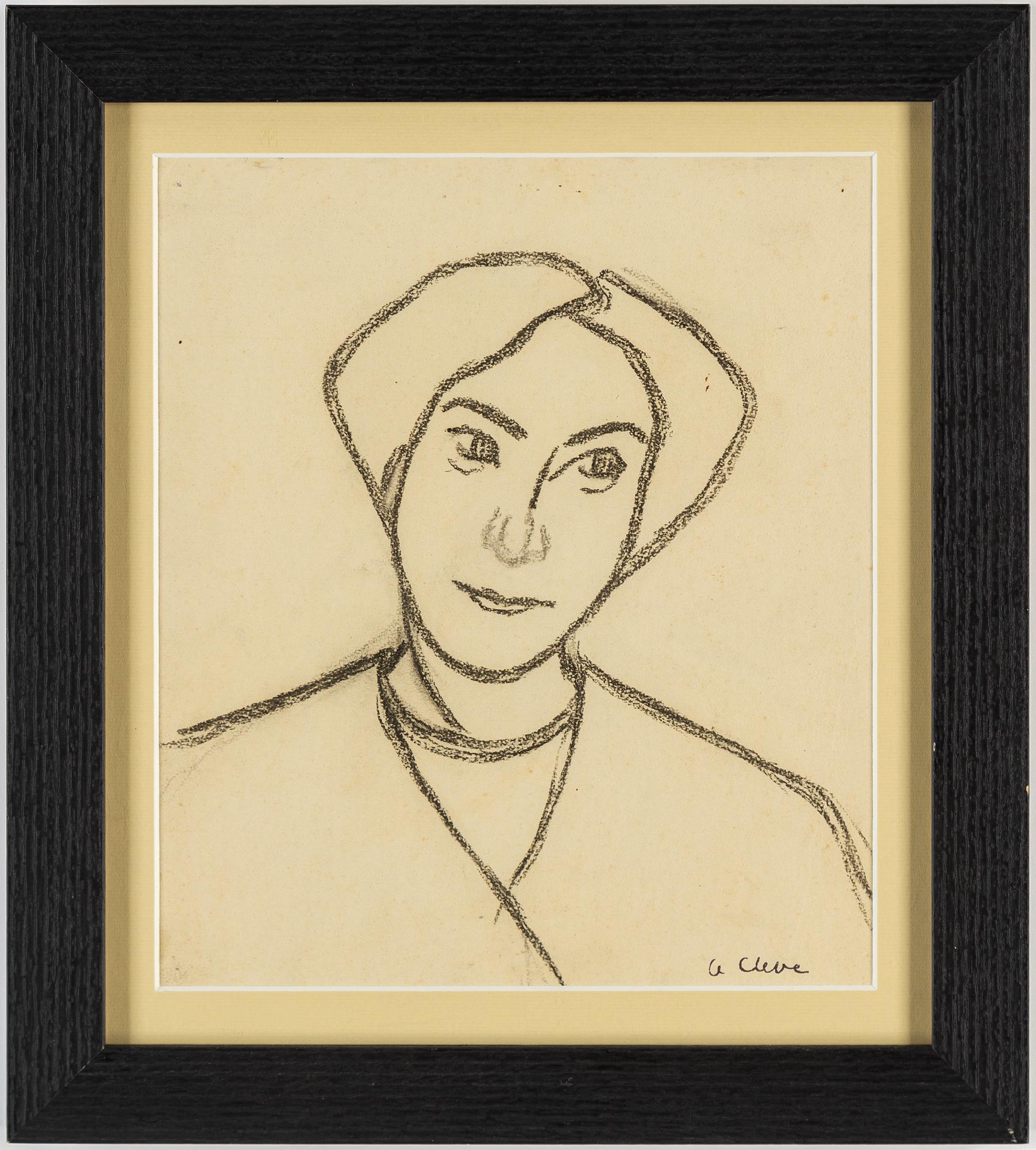 AGNES CLEVE, crayon on paper. Signed with stamp A Cleve.