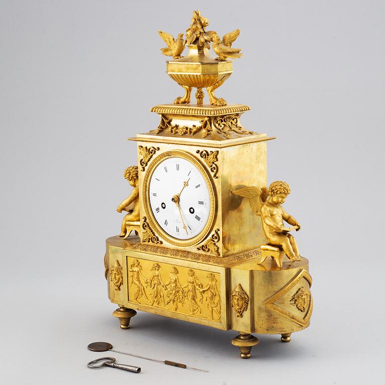 A French mantle clock, early 19th century.