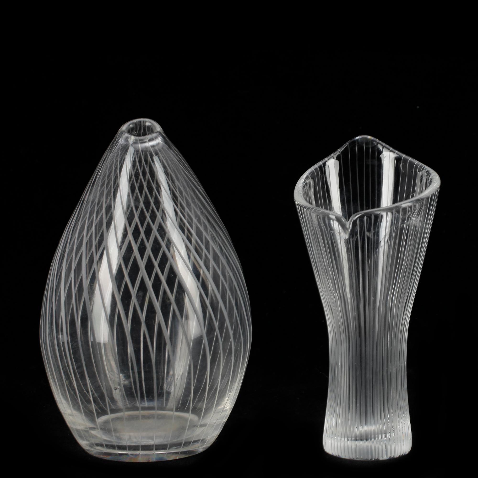 VASER, 2 st, glas, Tapio Wirkkala, Iittala, sign.