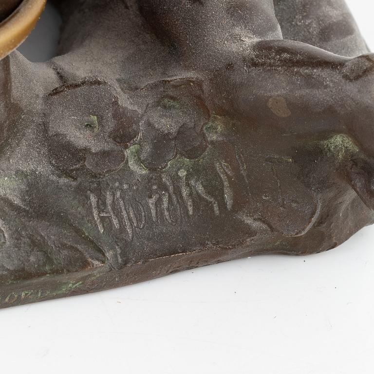 Hjördis Nordin-Tengbom, bordslampa, brons, omkring år 1900, signerad Hjördis NT.