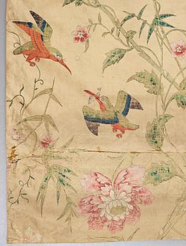 A set of four Chinese wall paper panels, Qing dynasty, 18th Century.