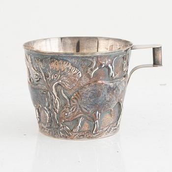 A Greek sterling silver beaker, copy after the antique Vaphio Gold Cup, mark of Ilias Lalaounis.