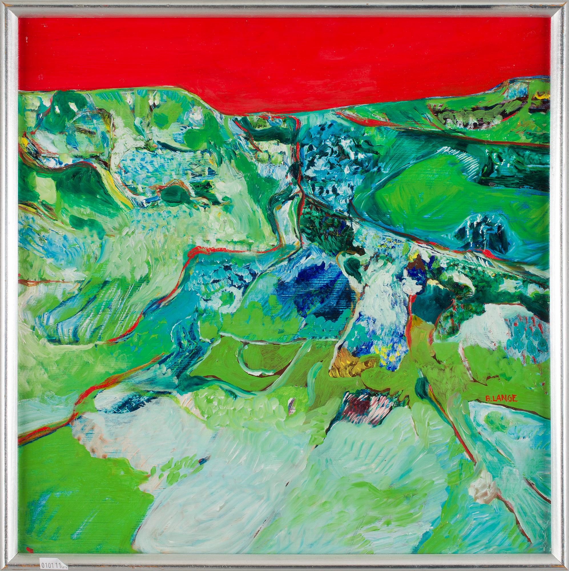 BERIT LANGE, olja på pannå, sign.