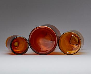VASER, 3 st, glas, Otto Brauer, Holmegaard, 1970-tal.