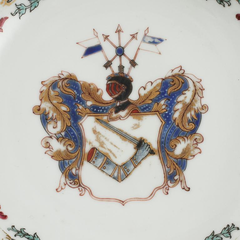 PARTI PORSLIN, 4 st, vapenporslin, Kina, 1700-tal.