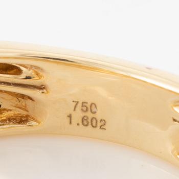 Ring in 18K gold set with a marquise-cut yellow diamond approximately 1.60 ct and brilliant-cut diamonds.