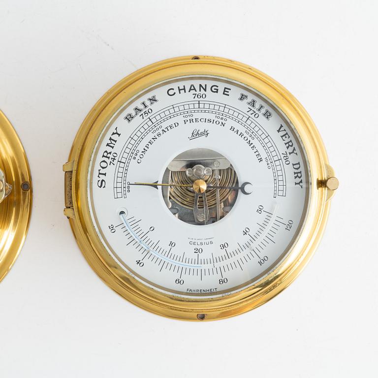 A barometer and a ship's clock, Schatz, second half of the 20th century.